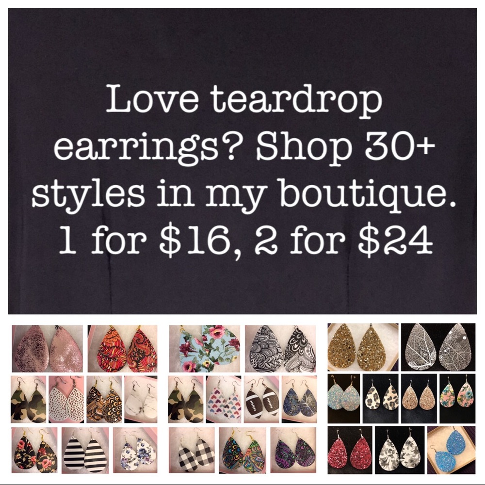 LIGHTWEIGHT FAUX LEATHER TEARDROP EARRINGS